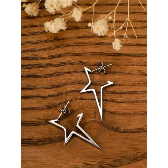 Goth Punk Star Spike Earrings Women Y2k Grunge Emo Dangle Drop Jewelry Gift - Picture 5 of 7